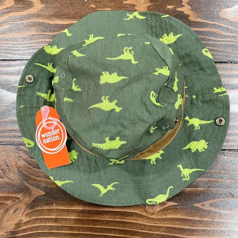 5/$20 NEW Toddler Boys Dino Sun Hat-Convertible Brim & Chin Strap